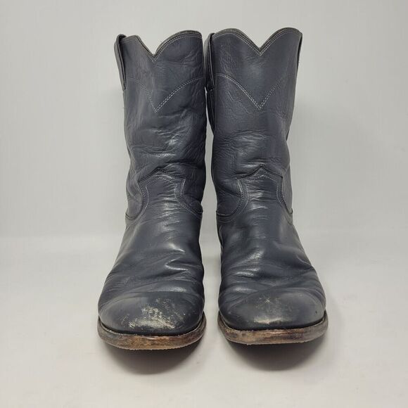 Justin Boots Mens 9D Gray Leather Roper Western Cowboy 3025 VTG USA - Picture 3 of 10